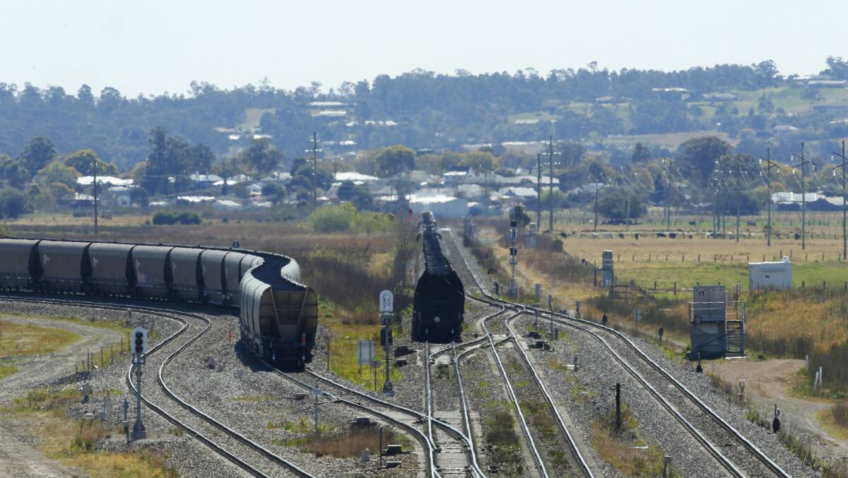 BUSY: Coal trains with Singleton in the background. 