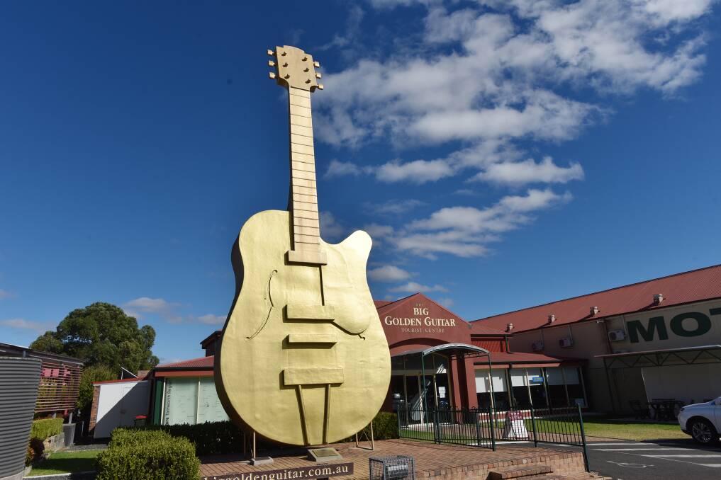 PLUGGED IN: The council emphasised the Big Golden Guitar wasn't going anywhere. Photo: Geoff O'Neill 260416GOA002