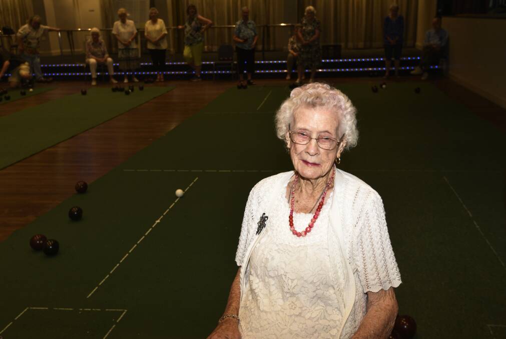 GREEN MACHINE: Ivy O'Brien is still rolling at 101 and she's hard as ever to beat at lawn bowls. Photo: Jacob McArthur 151219JMB01