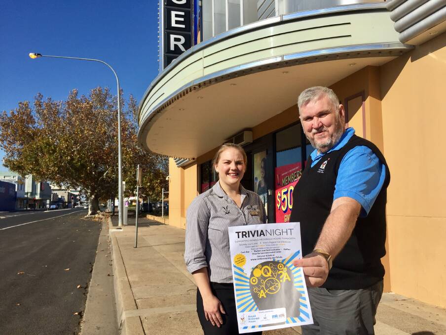 BRAIN GAME: Wests events manager Leesa Peck with Tamworth Ronald McDonald House manager Steve Martin ready to test the city's general knowledge and generosity. Photo: Jacob McArthur
