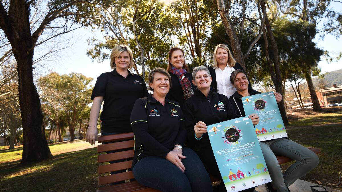 READY TO GO: Festival of Abilities will be in Bicentennial Park this year. Back from left: Claire Whyte, Kellie Stewart, Donna Bloomfield. Front from left: Toni Petty, Bec Browning and Terri Whitton. Photo: Gareth Gardner 100817GGB01