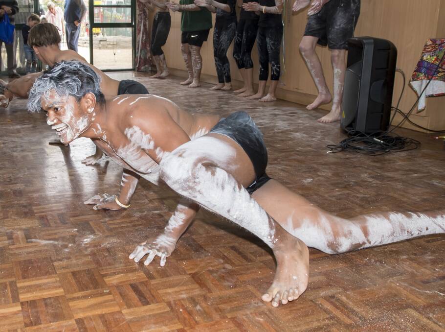 HISTORY RECOGNISED: Cultural dancers from Peel High School performed at  reconciliation week event at the Coledale community centre on Monday. Photo: Peter Hardin 2805PHC022