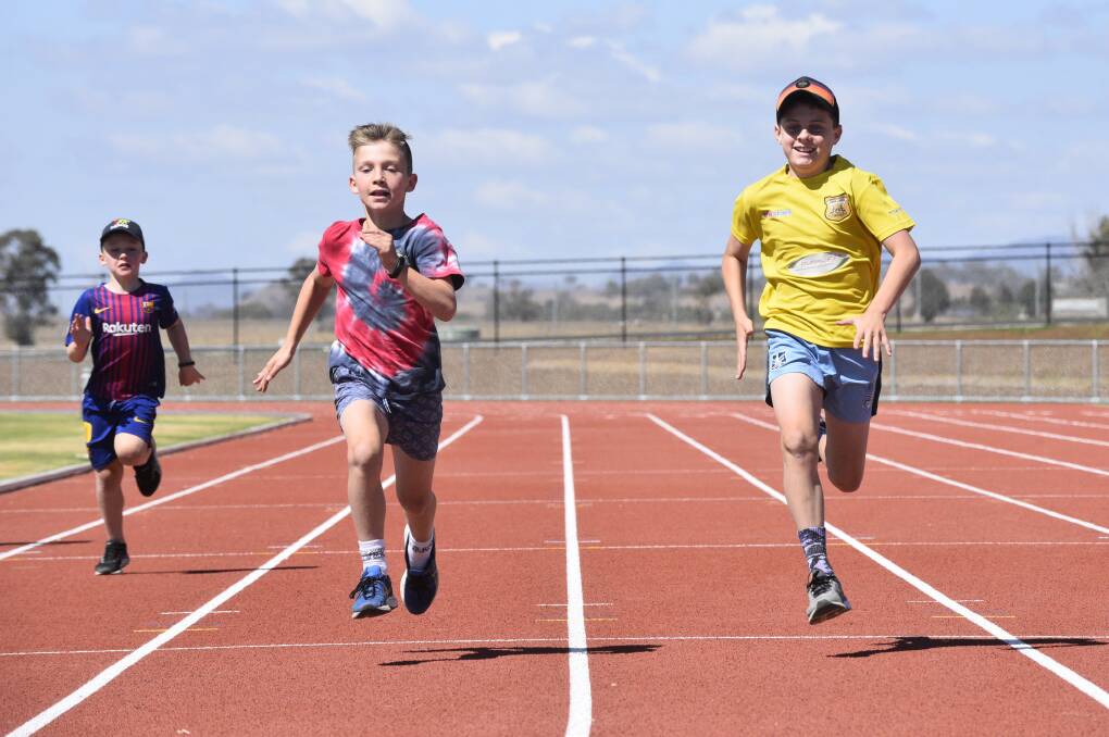 HEAD START: A group of local youngsters got to go for a run on the council's new $17.2 million athletics facility ahead of its official opening this weekend. Photo: Jacob McArthur