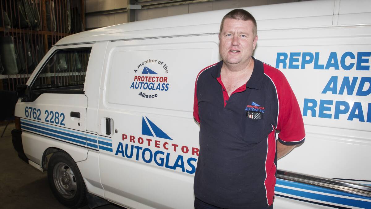 GLASS ACT: Shane Broekman's (Protector Autoglass) small act of generosity helped a man who's been forced to live in a car. Photo: Peter Hardin 051218PHD013