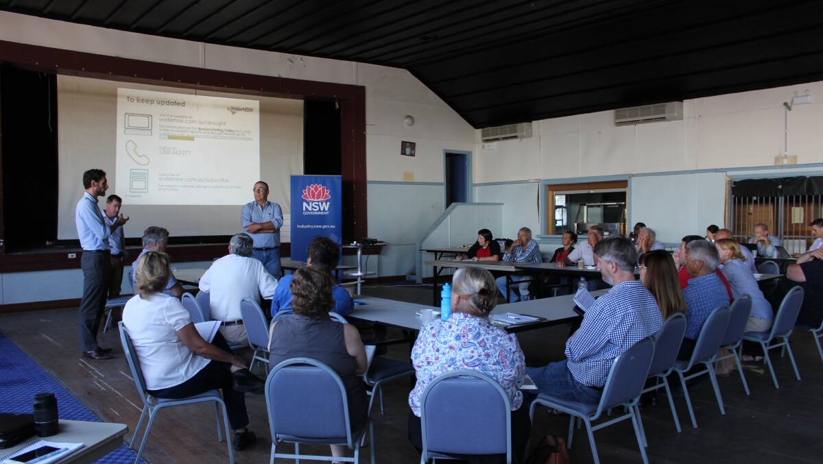 WATER WORDS: Community members meet with state government heavies to discuss drought options. Photo: NSW government