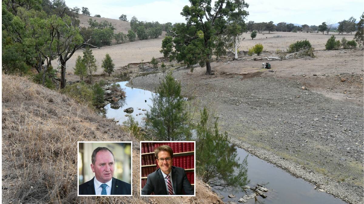 FLOW PAIN: It's unclear whether the governments will budge on environmental water releases from Chaffey Dam, inset Barnaby Joyce and Kevin Anderson.