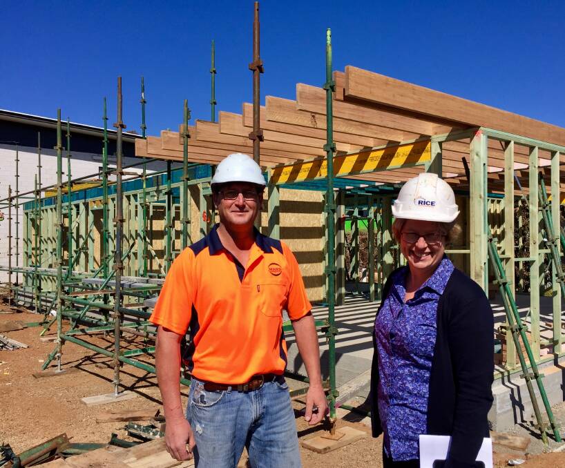 BUILDING UP: University of Newcastle Department of Rural Health director Dr Jenny May with new accommodation being built in Tamworth. Photo: Jacob McArthur