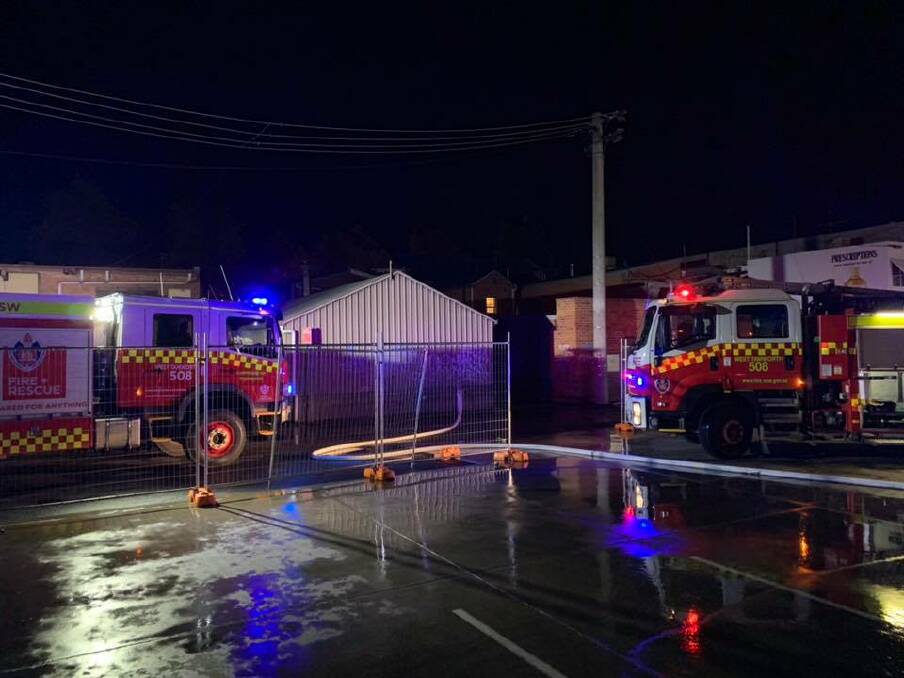 ON THE SCENE: Firies accessed the cafe from Treloar Lane to put out a ceiling fire which threatened a premises on Sunday night. Photo: Fire and Rescue West Tamworth