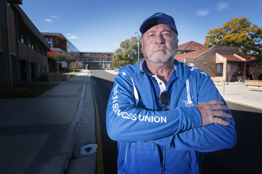 NO MORE: Tamworth HSU president Jeff Knee will lead hospital workers in a four hour strike in protest of unsafe working environments. Photo: Peter Hardin 310719PHC007