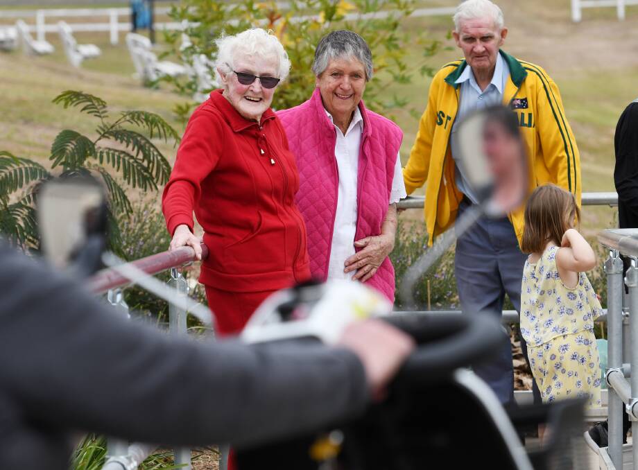 WALK THIS WAY: Shirley Ryan, Joy Carr and Don Davis did landscaping and fundraising on the Nundle access walkway. Photo: Gareth Gardner 040518GGA004