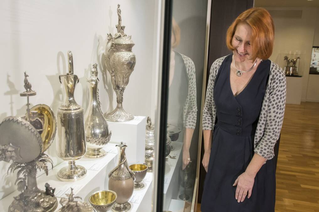 POLISHED: Tamworth Regional Gallery director Bridget Guthrie says the city's Regan Silverware collection stacks-up nicely with a travelling gold and silver exhibit from the National Gallery of Australia. Photo: Peter Hardin 300418PHE023