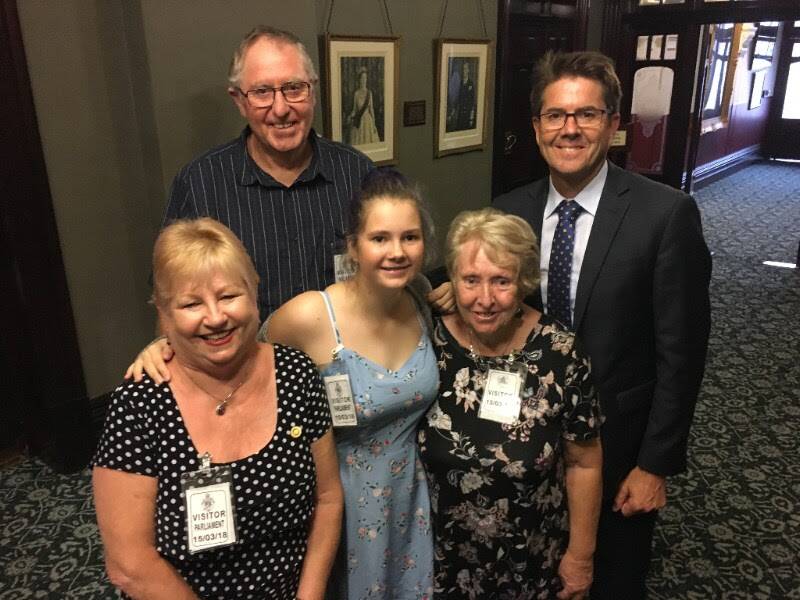 HELPING PUSH: Narelle Langfield (left) with Bridget McLean, Di and Don Wyatt and Kevin Anderson when he tabled a 13,000 signature Banksia petition in parliament.