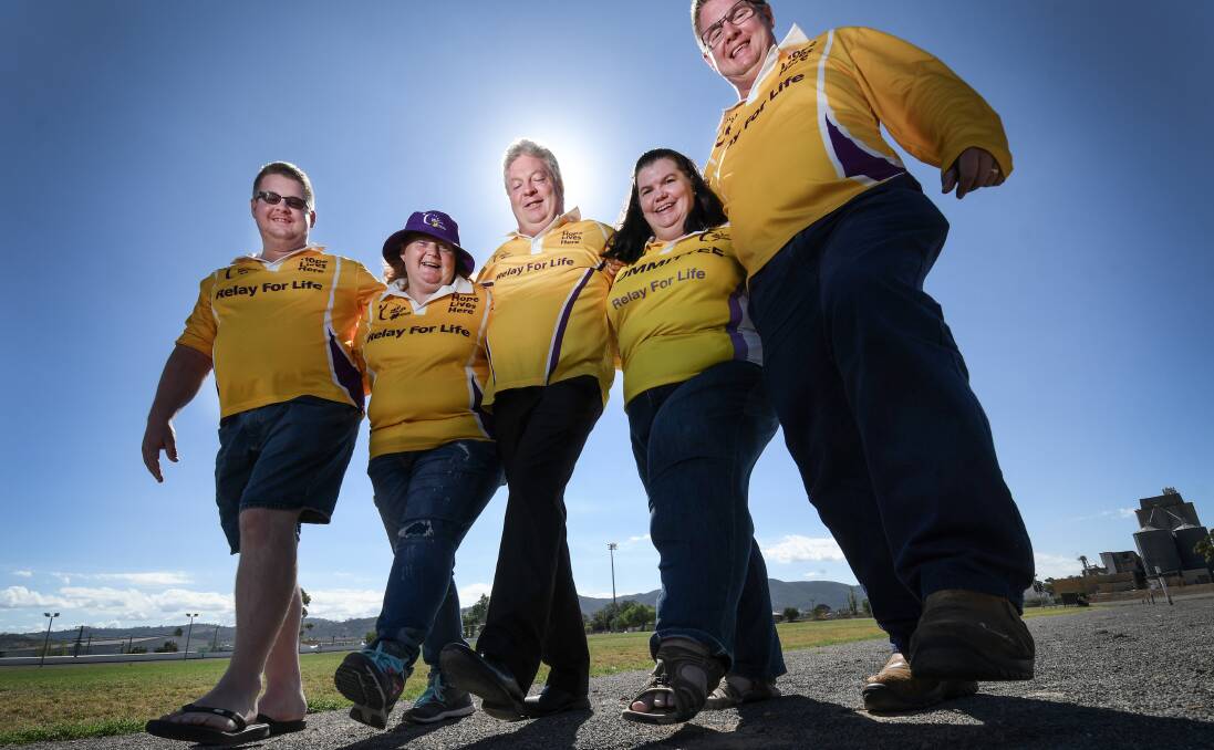 OFF AND RUNNING: Tamworth Relay for Life volunteers Nathan Peters, Alison Carter, Wayne Schwalbach, Priscilla Green and Justin Peters are calling for entrants. Photo: Gareth Gardner 010318GGA002