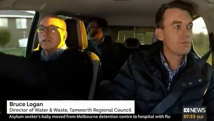 LIVE AND ROLLING: Water director Bruce Logan takes ABC News Breakfast presenter Michael Rowland patrolling for people breaking restrictions.