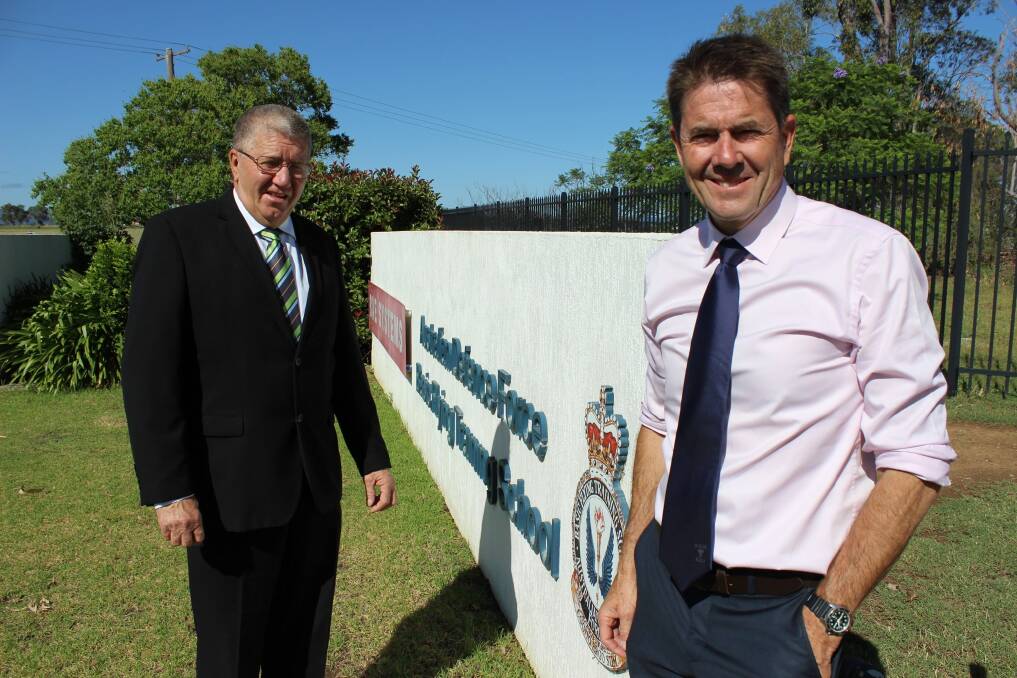 FLY BUY: Tamworth mayor Col Murray and MP Kevin Anderson outside the BAE facilities purchased by council for an undisclosed amount. Photo: Supplied