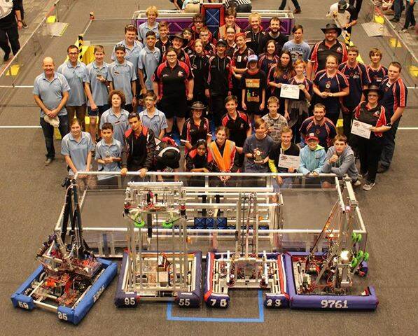 WINNERS: Oxley High, as part of a four team alliance, won an invitational robotics comp. Photo: Supplied