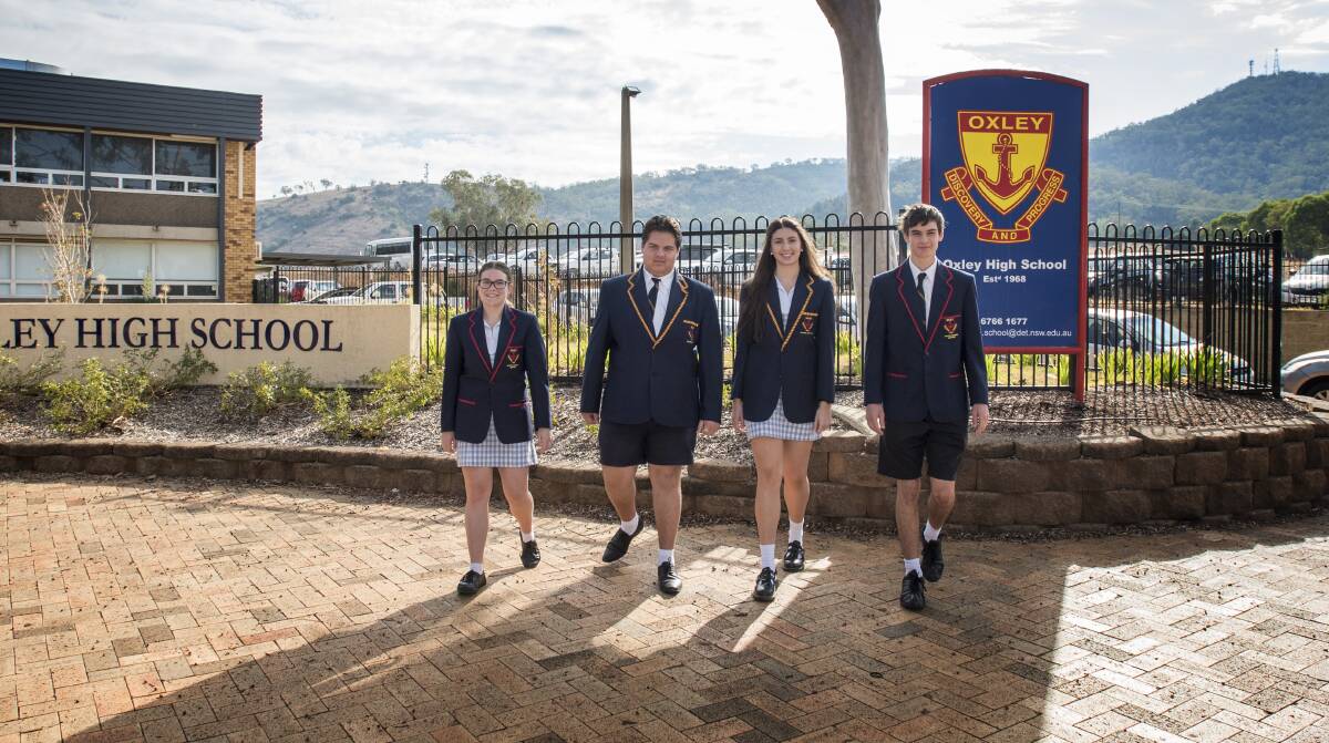 WALKING TALL: Year 12 leaders Tanisha Donnelly, Hayden Phillips, Jessica Watt and Mitchell McCormack are helping to organise a Relay for Life event this year. Photo: Peter Hardin 190319PHA026