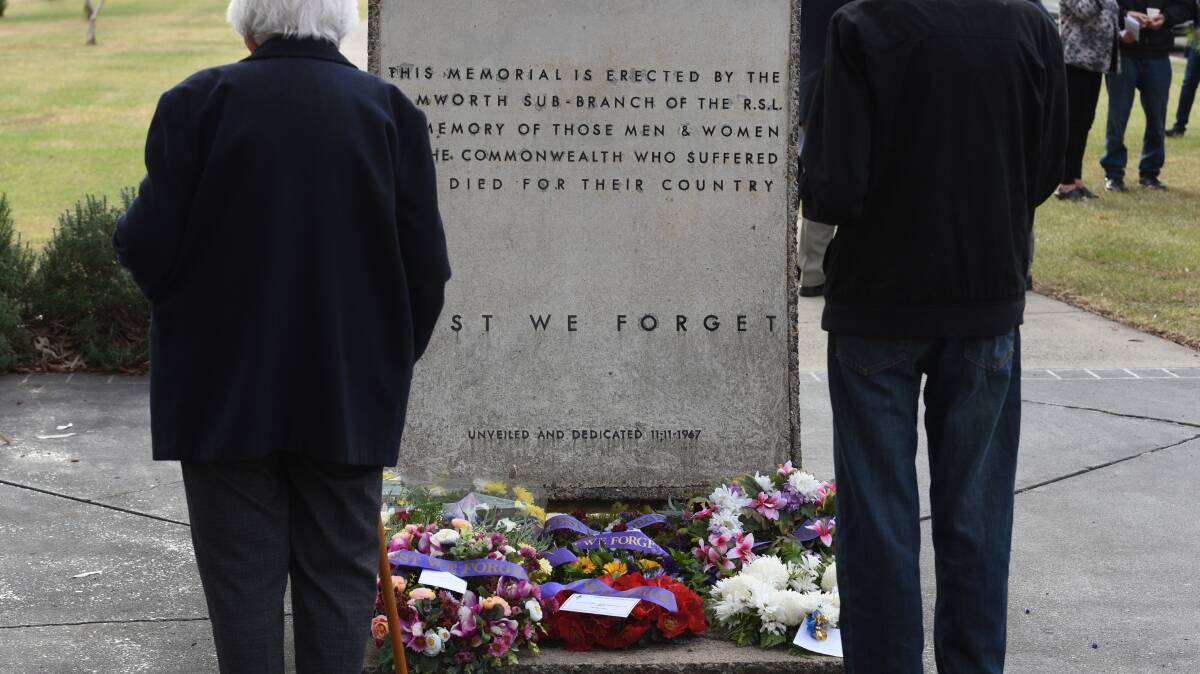 UPGRADED: Locals pay homage at the old Gipps St memorial on the Avenue of Honour. Photo: Gareth Gardner