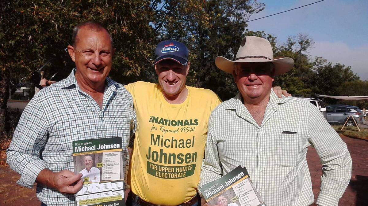 CLOSE CONTEST: Upper Hunter MP Michael Johnsen (left), with some electorate helpers, has declared victory. Photo: Facebook