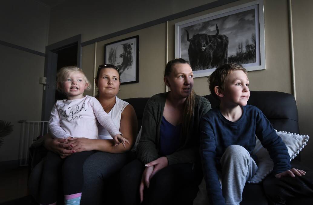 LOOKING OUT: Amanda  Klasen with Amelia, 2, and Louise Dawson with son Deacon Parry, 8, are creating a support network. Photo: Gareth Gardner 150818GGF05. 