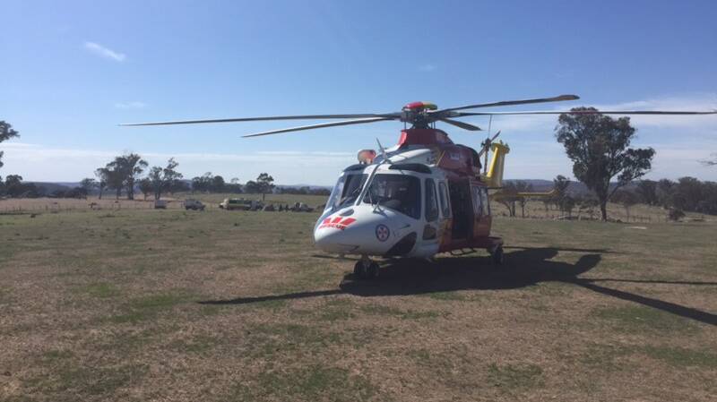 HERE TO HELP: The Westpac Rescue Helicopter on site at an accident near Armidale this weekend. Photo: Supplied