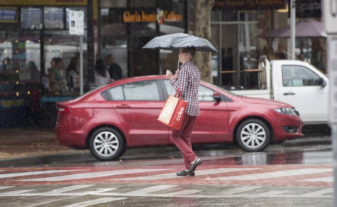 REMEMBER THOSE: Tamworth locals had to relearn how to use umbrellas on Sunday as the heavens opened over the city. Photo: Peter Hardin 170319PHB060