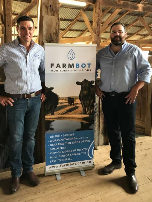 TECH TIME: Windy station manage David Lee with Mike Atkins from Farmbot at a recent launch in Quirindi. Photo: Supplied