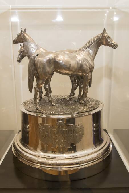SILVER STALLION: A commemorative piece commissioned for the 1888 Melbourne Cup, currently on display in Tamworth. Photo: Peter Hardin