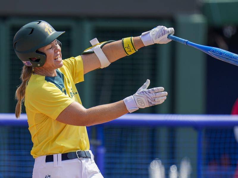 Captain Stacey Porter got Australia's only run in a costly 7-1 loss to Canada in Olympic softball. Photo: Jae C. Hong