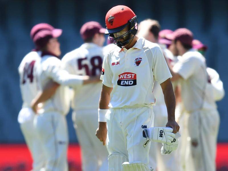 SA's Jake Weatherald was one of Brendan Doggett's victims in the Sheffield Shield in Adelaide.