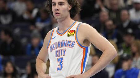 Australian and Oklahoma star Josh Giddey was targeted by fans in the loss to the Timberwolves. (AP PHOTO)