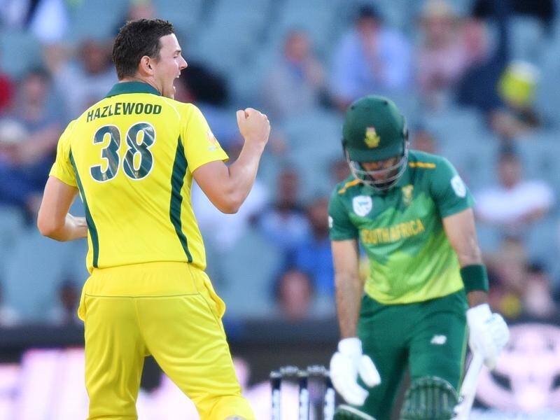 Paceman Josh Hazlewood bowled 2-42 in Australia's seven-run one-day win over South Africa.