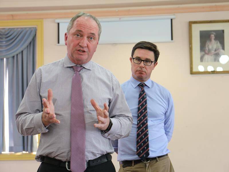 The Nationals leadership team of Barnaby Joyce (L) and David Littleproud (R) could be challenged.