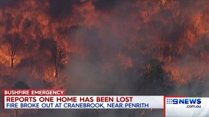 A massive fire burns near homes. Photo: Nine News