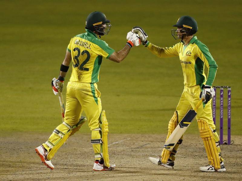 Glenn Maxwell (left) and Alex Carey have posted a world record sixth-wicket ODI partnership.