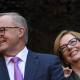 Labor's Anthony Albanese campaigned with former prime minister Julia Gillard in Adelaide.