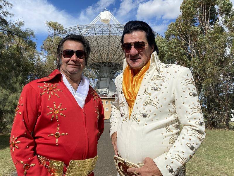 Impersonators Graham Lawrence and Allan Gersbach are in Parkes NSW for the annual Elvis Festival.
