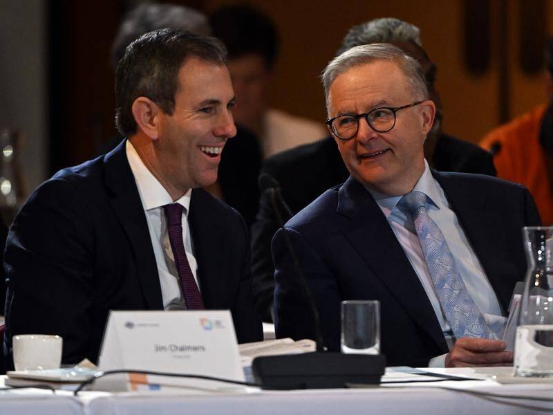 Anthony Albanese (right) is considering increasing paid parental leave to 26 weeks. (Mick Tsikas/AAP PHOTOS)
