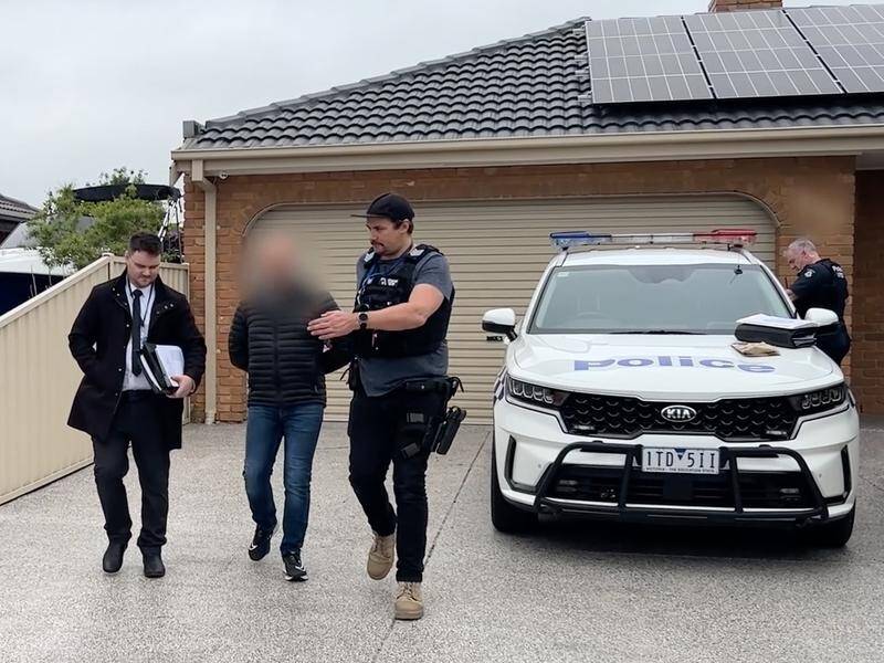 A 48-year-old was arrested at Hoppers Crossing in Melbourne during police raids. (HANDOUT/VICTORIA POLICE)