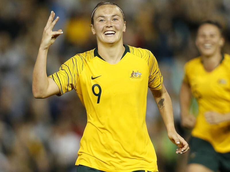Caitlin Foord says she is only operating at 75 per cent despite scoring an international hat-trick.