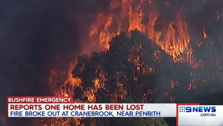 A massive grass fire burns near homes. Photo: Channel Nine 