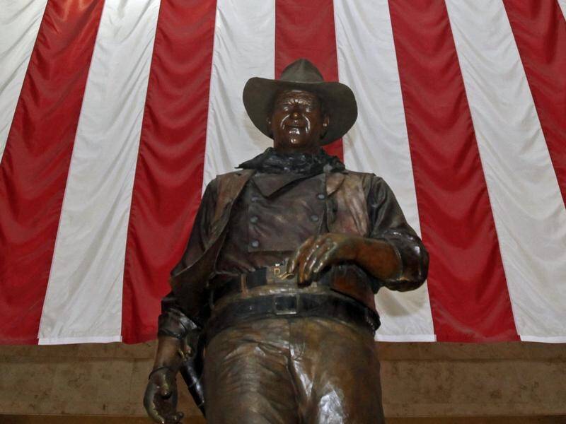 A statue of actor John Wayne at John Wayne Orange County Airport in California.
