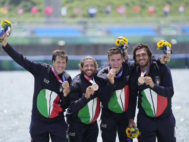 Italy collected fours rowing bronze but were upset interference from the Brits cost them silver.