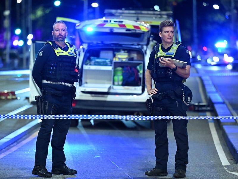A man was shot by protective services officers on Melbourne's Princes Street Bridge on Friday night. (James Ross/AAP PHOTOS)