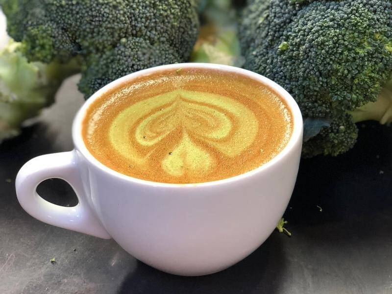 A Melbourne cafe has started experimenting with broccoli powder by stirring it into coffees.