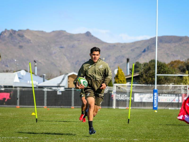 Training in Christchurch, Noah Lolesio is hopeful of making his Test debut in the Bledisloe Cup.