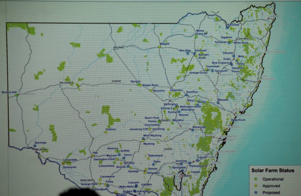 Department of Planning map of NSW proposed and approved solar developments.