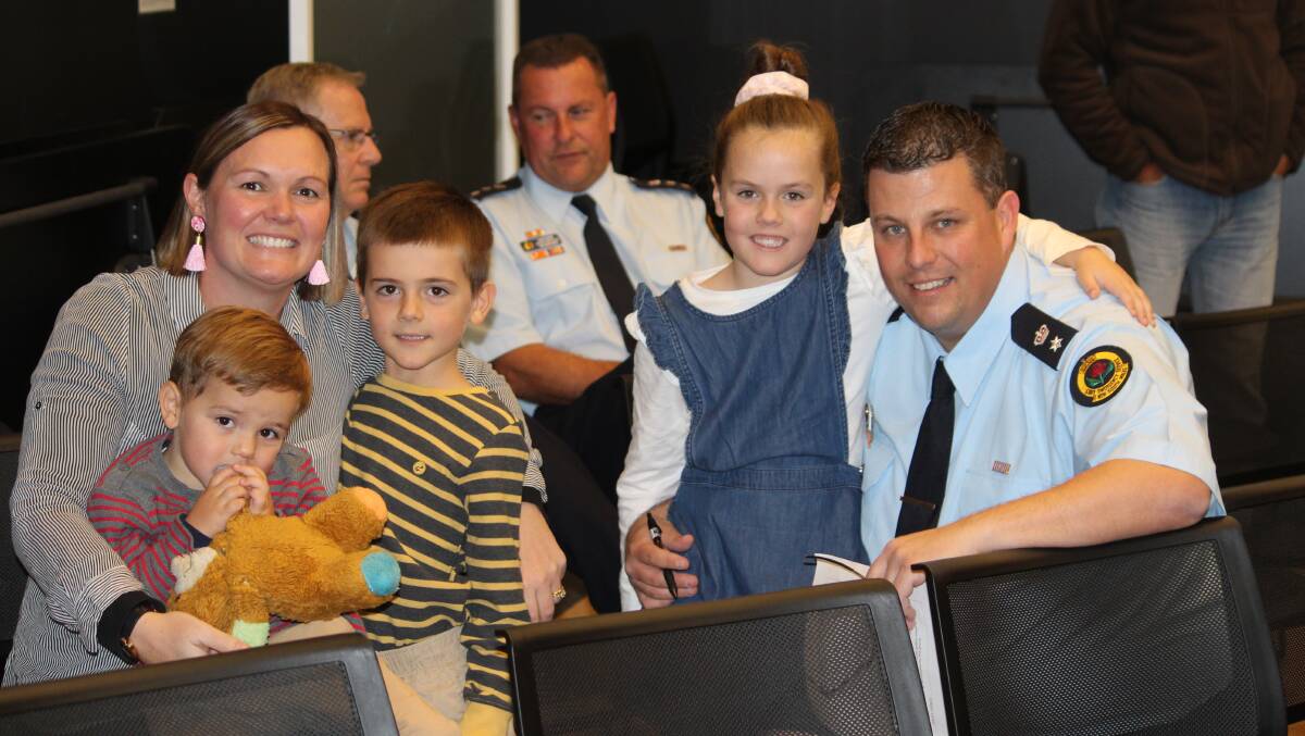 SES FAMILY: Martina with Drew and his Teddy Bear, Liam and Ella with her dad Heath Stimson. 