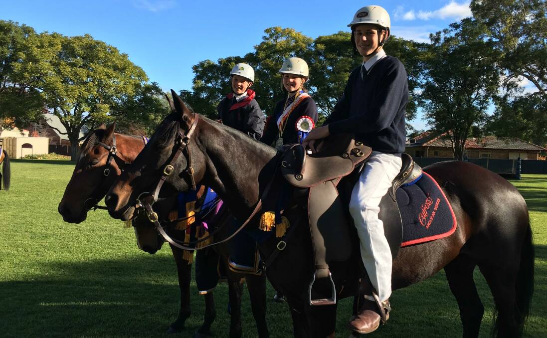 Calrossy’s, from left, Hunter Dalzell, Lara De Jong and Angus Capel form part of the successful equestrian team at the North West Equestrian Expo for the fourth year running.