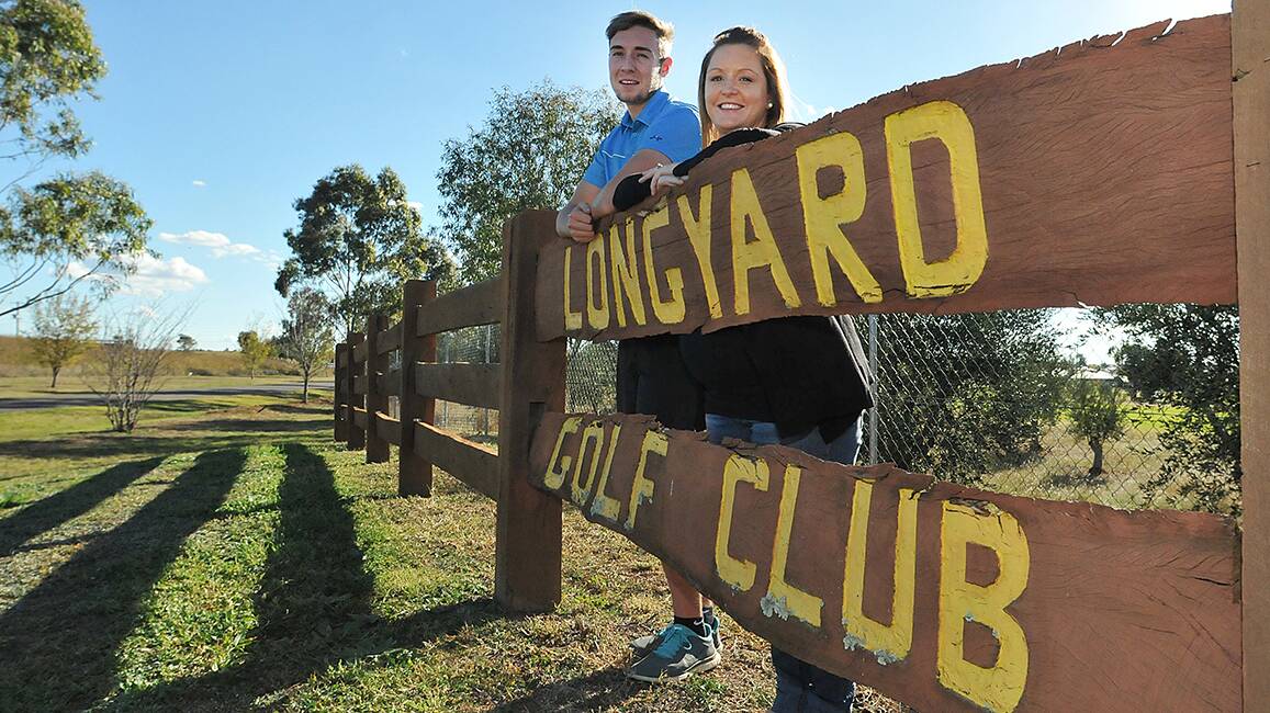 UNCERTAIN FUTURE: Longyard Golf Club manager Louise Waters and pro shop assistant Cody D’Elboux are among 12 full-time staff at the club hoping a buyer is found soon. Photo: Geoff O’Neill 219514GOE04